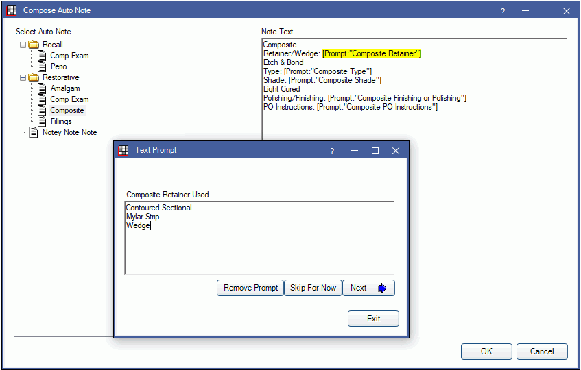 open dental auto notes