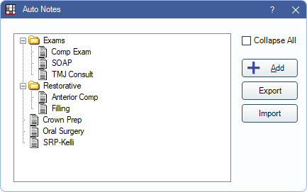 Open Dental Software - Auto Note Setup