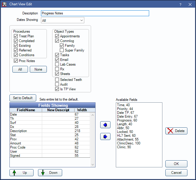 Open dental edit deals progress notes view