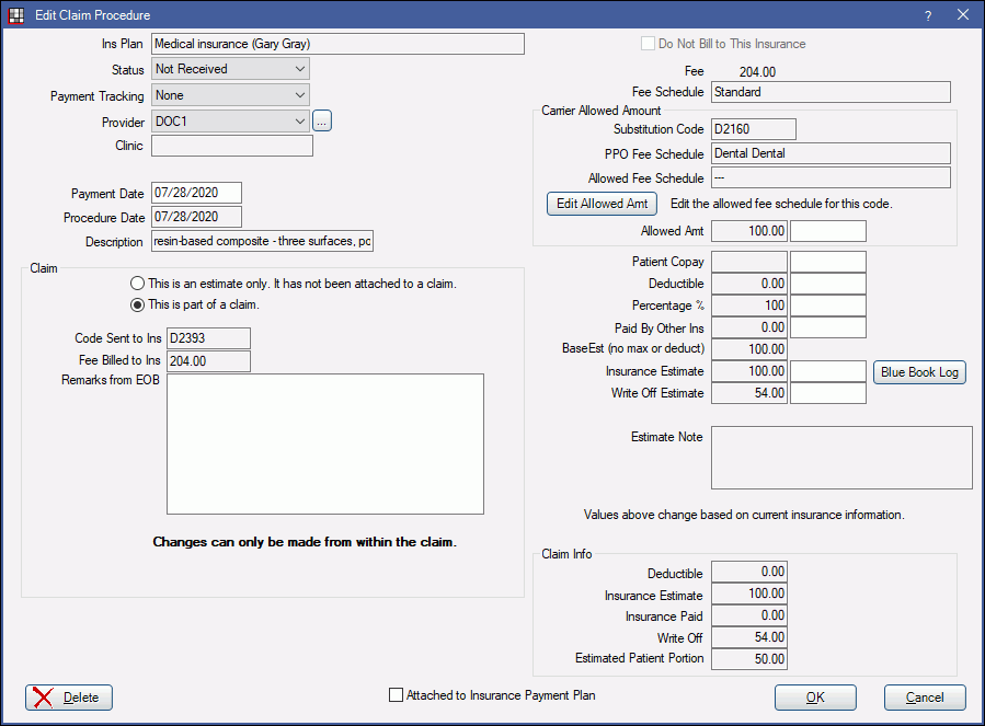 Open Dental Software Claim Procedures Claimprocs 1182