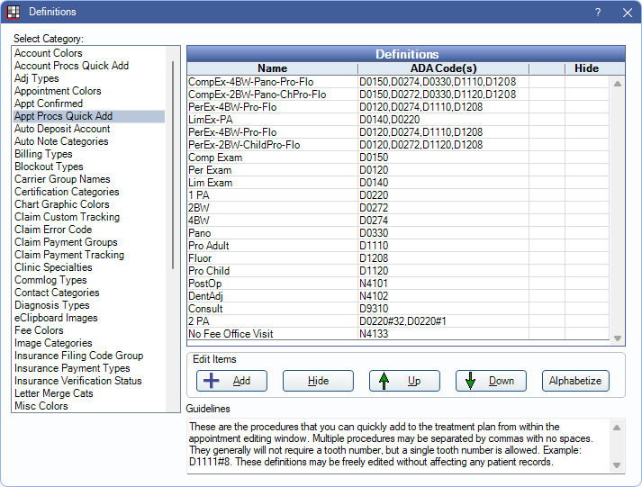 Edit procedure code open deals dental