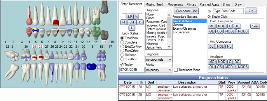 Dental Charting Practice Examples