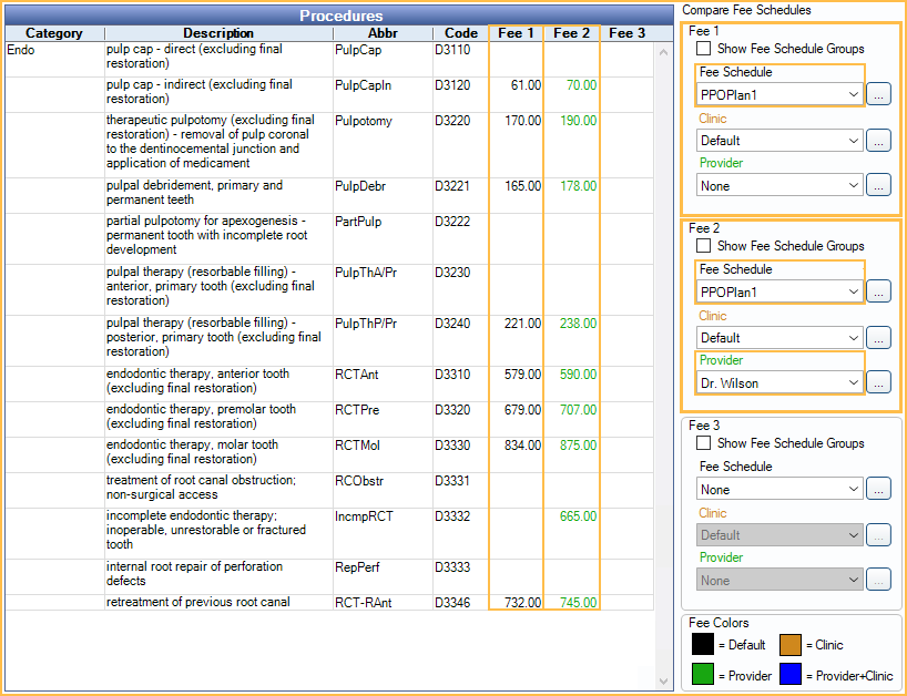 Open Dental Software Fee Override for Provider or Clinic