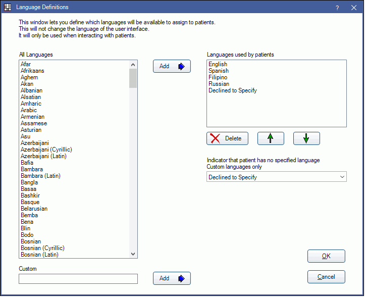 Open Dental Software - Language