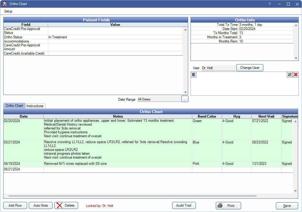 Open Dental Software Ortho Chart