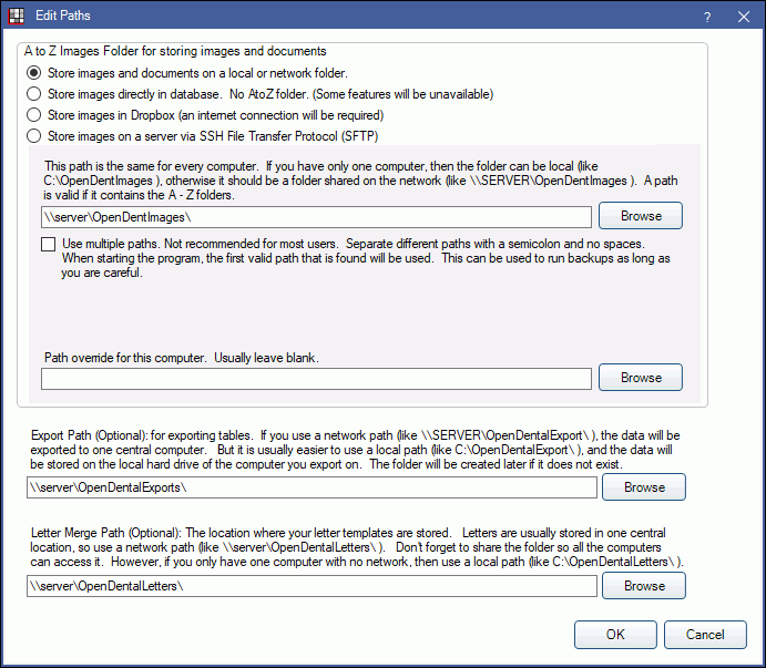 Open Dental Software - Paths