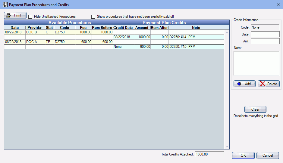 Open Dental Software Payment Plan Procedures And Credits