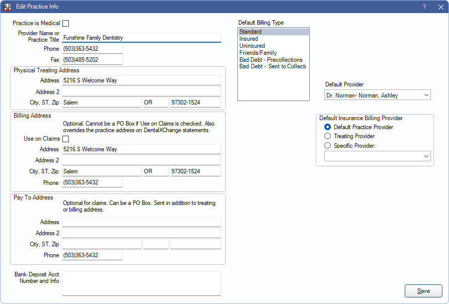 Open Dental Software - Practice Setup