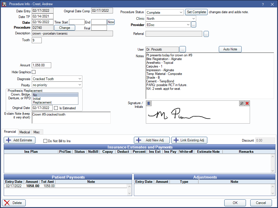 Edit procedure code open deals dental