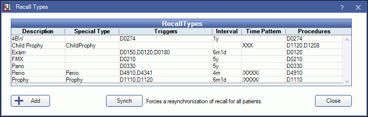 open dental recall list