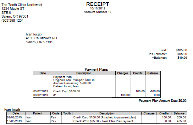 Open Dental Software Receipt