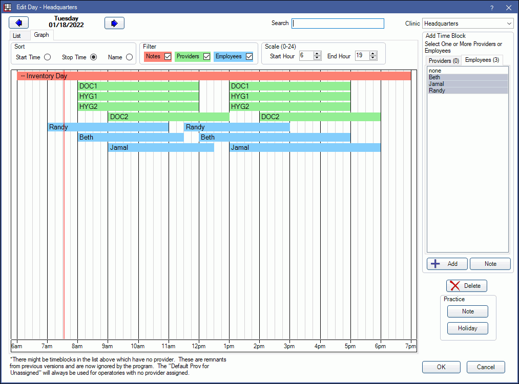 Open Dental Software Schedule Graph