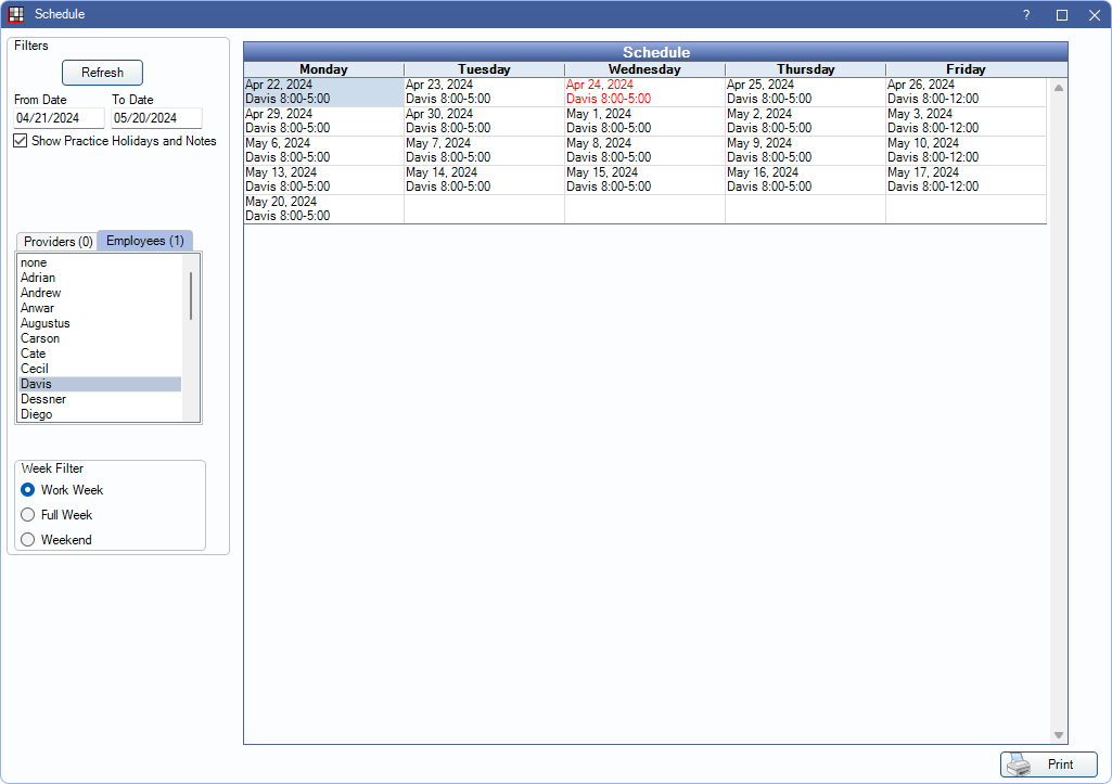 open dental schedule