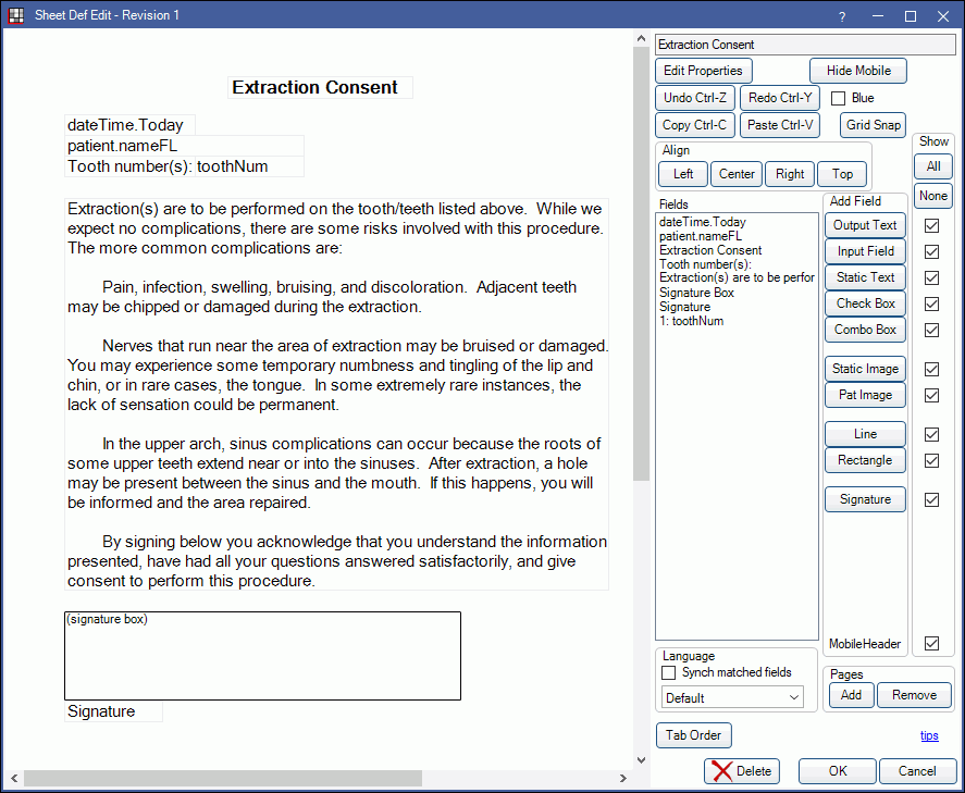 Open Dental Software Consent Form Layout   SheetsConsent 