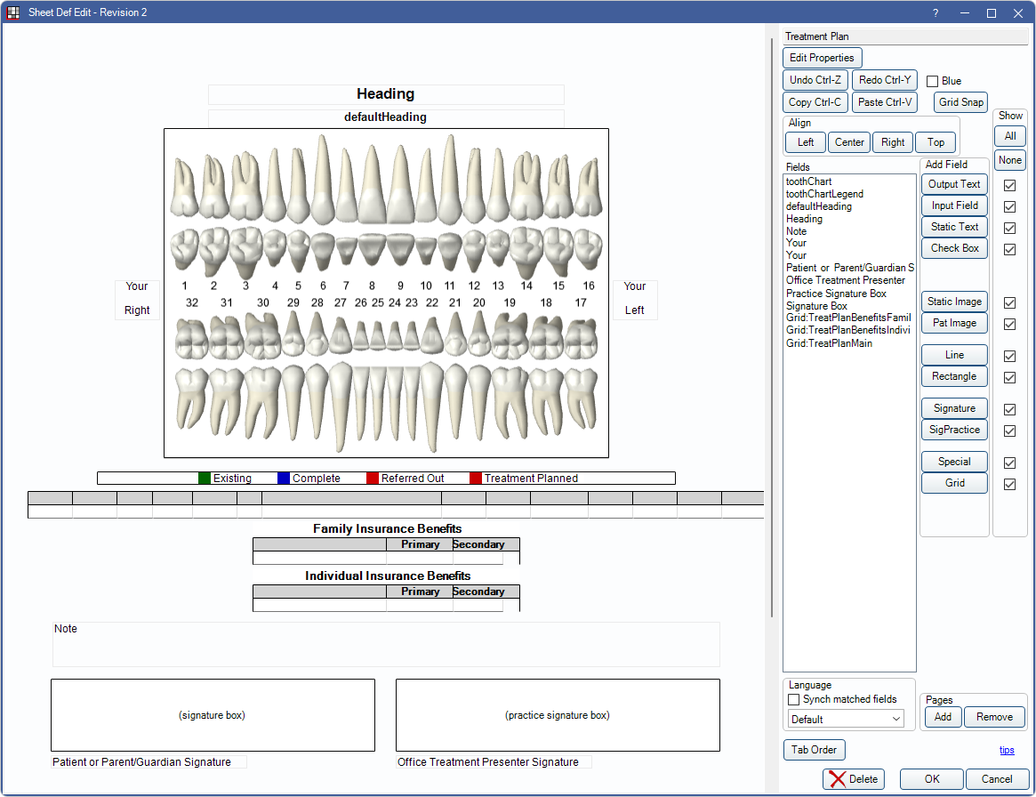 Open Dental Software Treatment Plan Layout