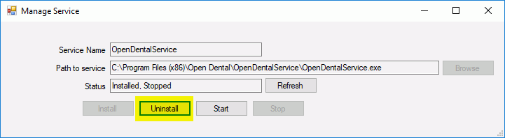 Open Dental Software - Uninstalling Open Dental